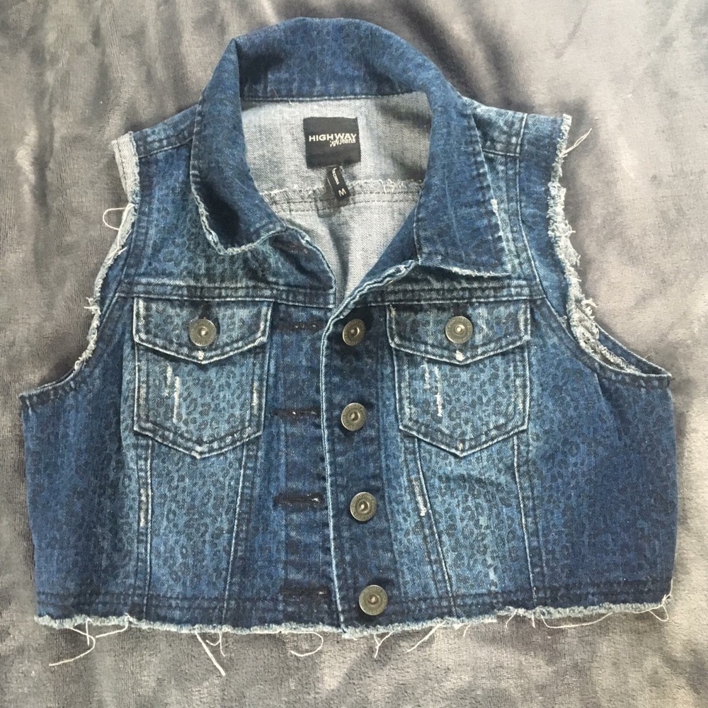 Highway Jeans distressed pattern denim vest